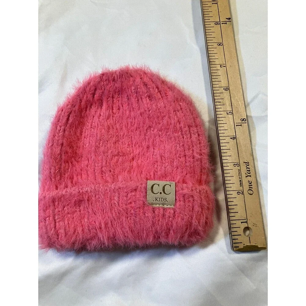 C.C. Kids Toddler Pink Soft Stretch Cable Knit Winter Beanie Hat